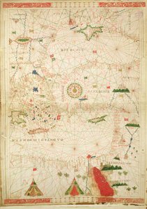 1520年の航海地図からの東地中海（ベラムのインク）（330914も参照）